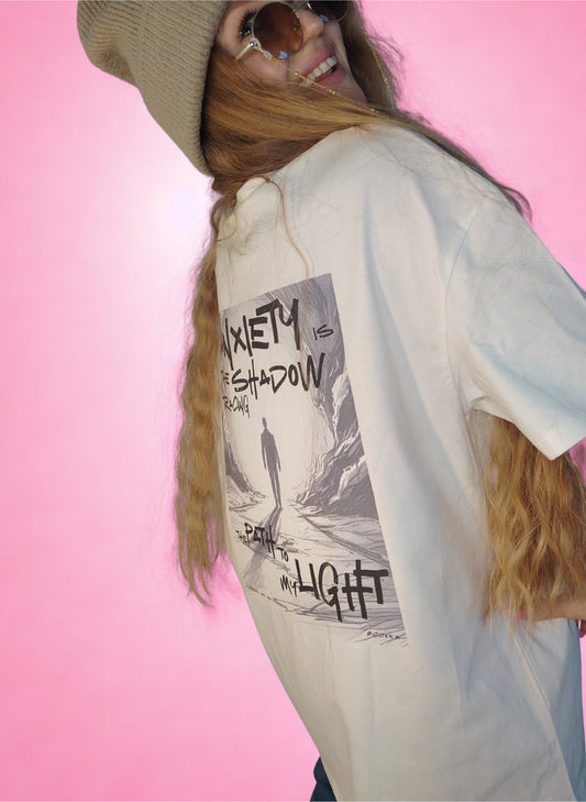 Anxiety is the shadow | The path EDT | Unisex dropped shoulder t-paita