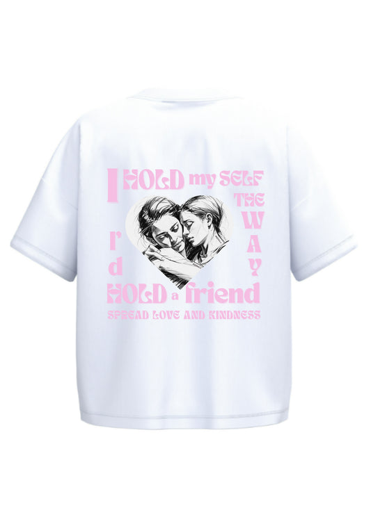 I hold myself |  Women’s short oversize dropped shoulder t-paita