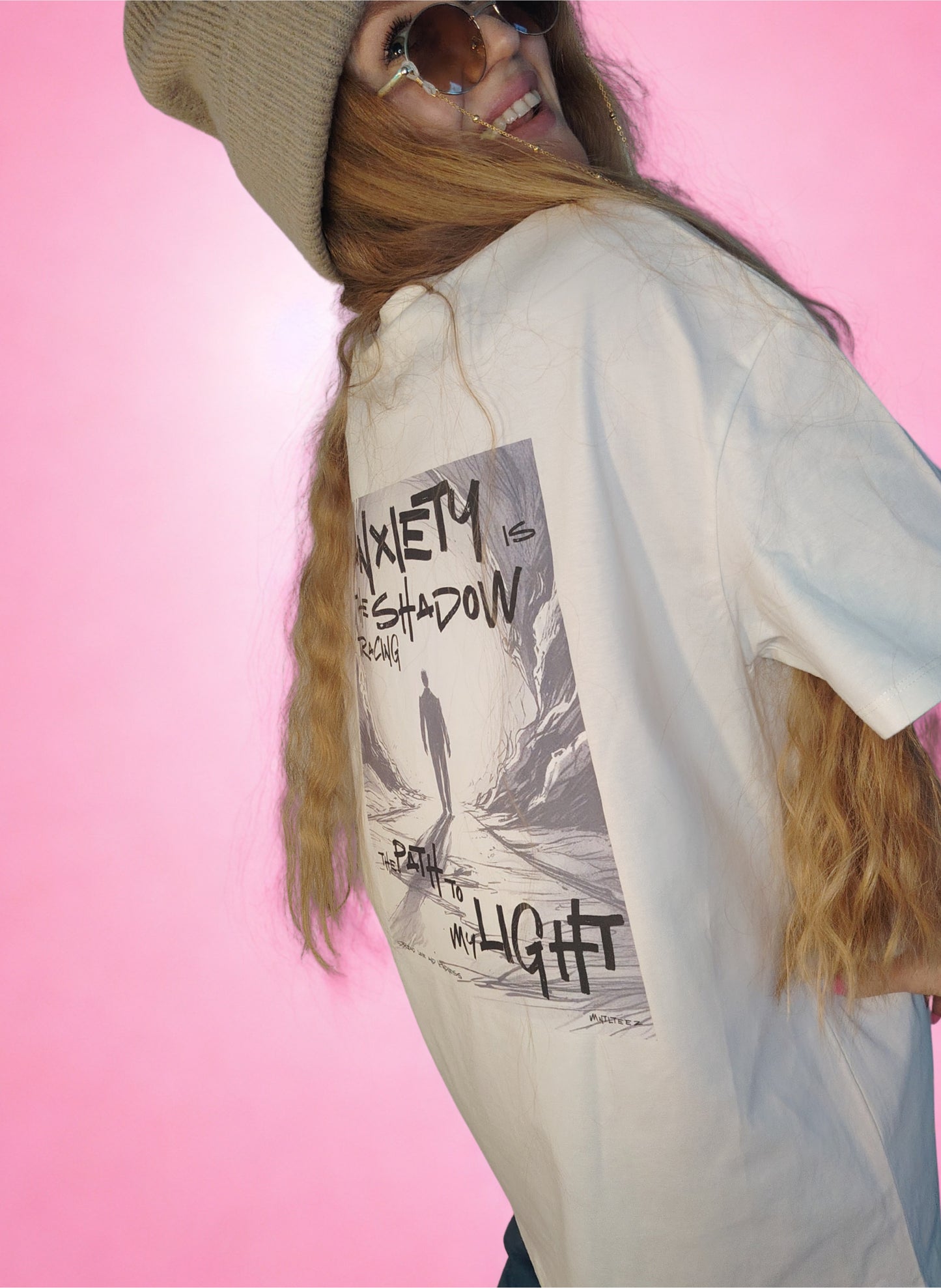 Anxiety is the shadow | The path EDT | Unisex dropped shoulder t-paita