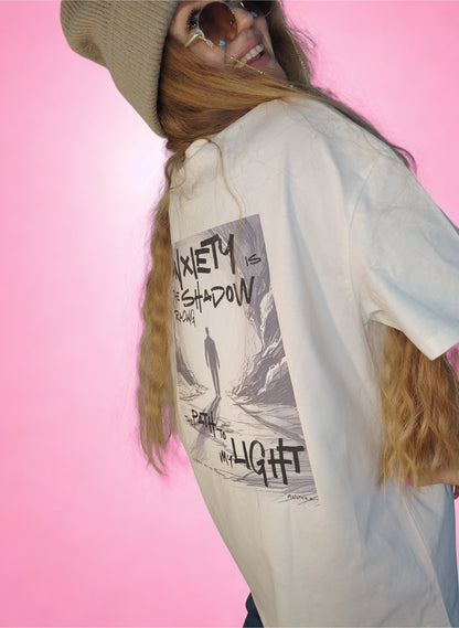 Anxiety is the shadow | The path EDT | Unisex dropped shoulder t-paita